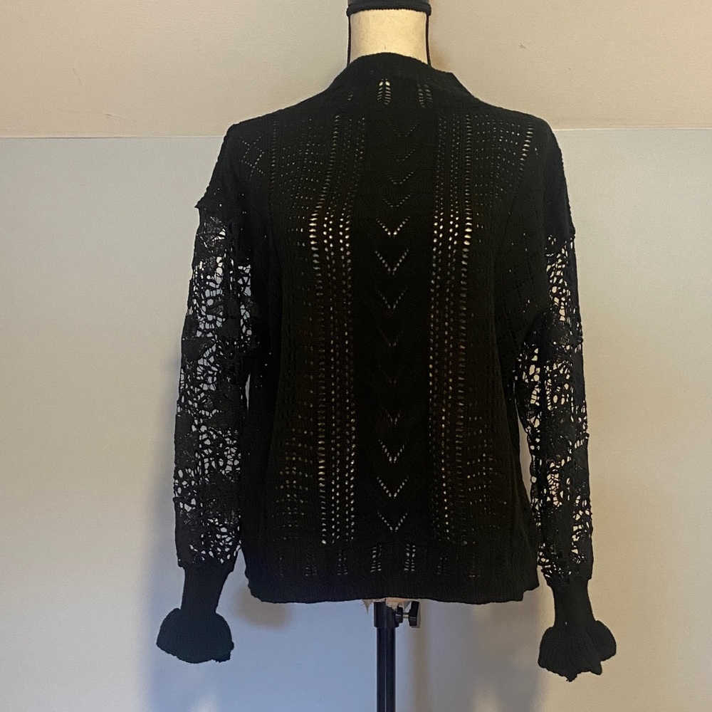 Delicate Black Lace Knit Sweater